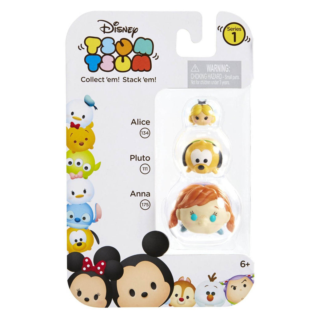 Disney Tsum Tsum Series 1 Alice Pluto Anna Figures 3 Pack - Radar Toys