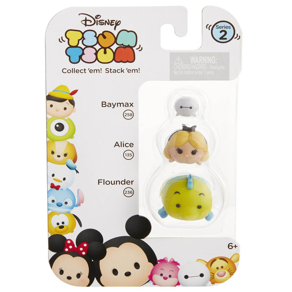 Disney Tsum Tsum Series 2 Baymax Alice Flounder Figures 3 Pack - Radar Toys