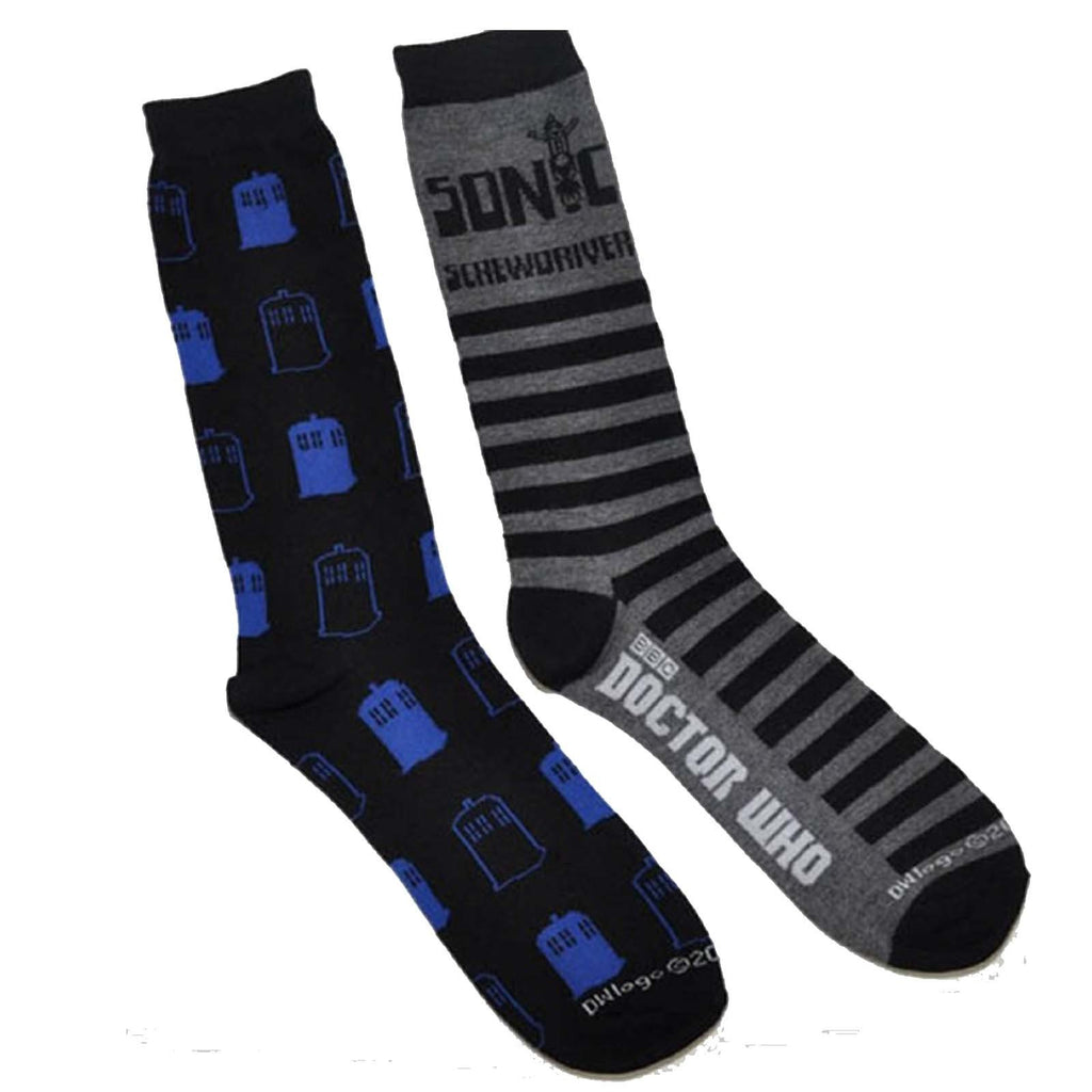 Doctor Who Tardis Black 2 Pairs Of Crew Socks - Radar Toys