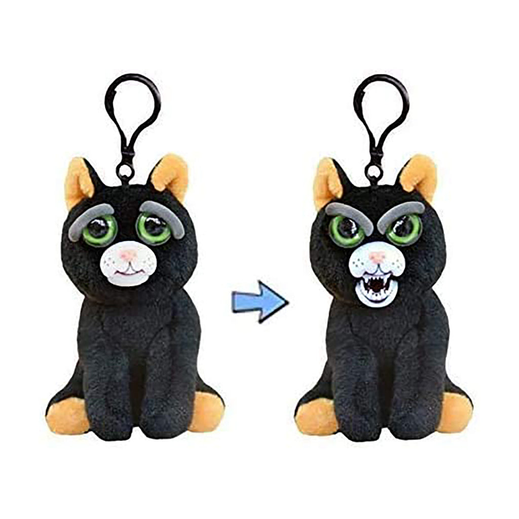Feisty Pets Mini Black Cat Katy Cobweb 4.5 Inch Plush Clip - Radar Toys