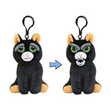 Feisty Pets Mini Black Cat Katy Cobweb 4.5 Inch Plush Clip - Radar Toys