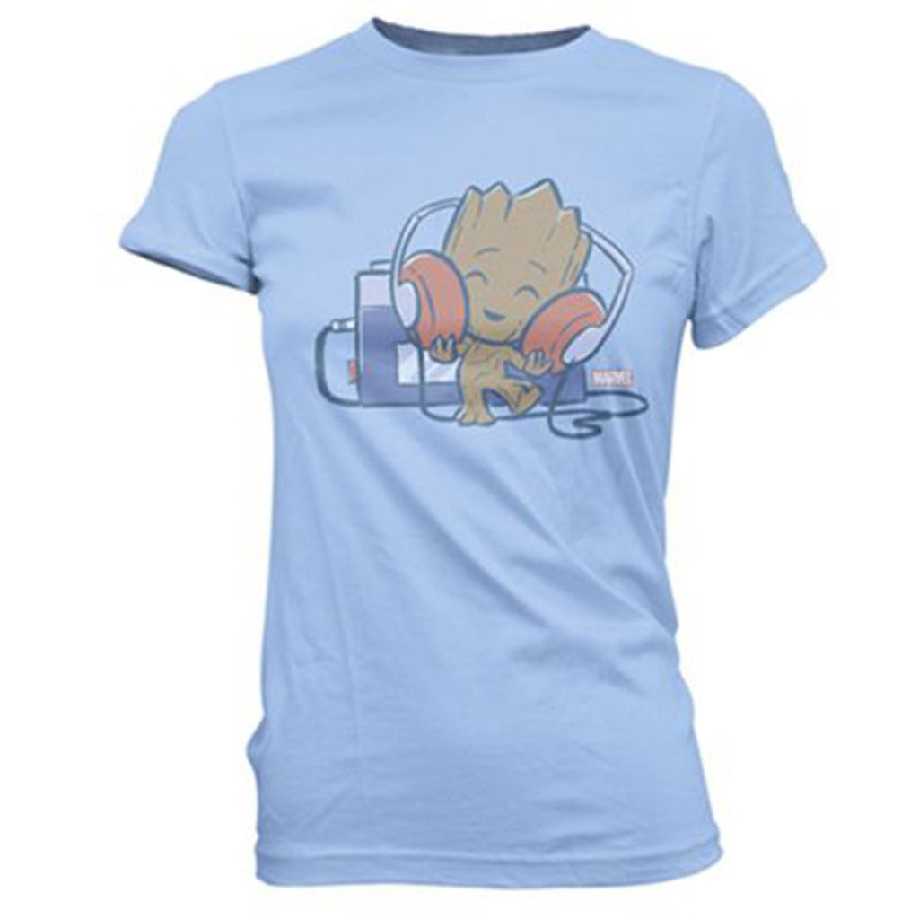 Funko Guardians Of The Galaxy Groot With Tape Deck Super Cute Junior's Tee Shirt