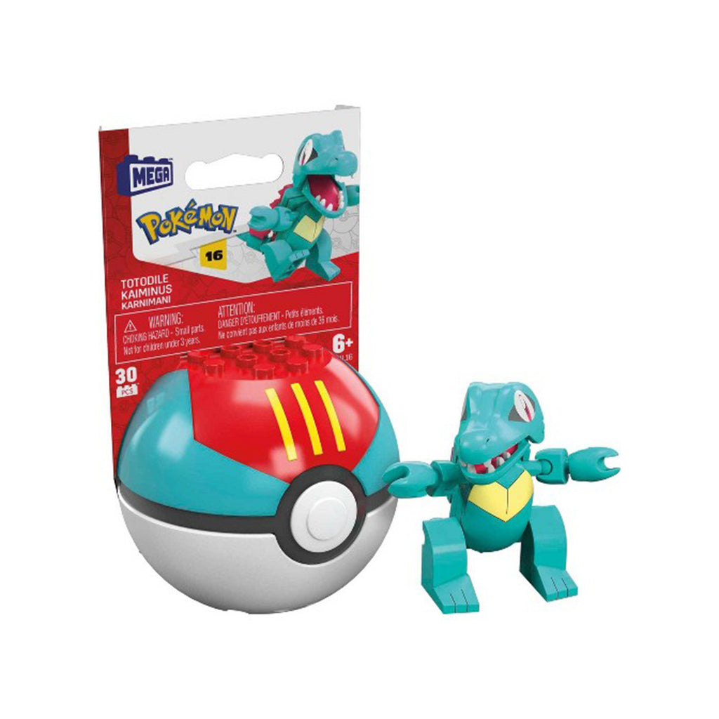 Mega Construx Pokemon Totodile Poke Ball Building Set - Radar Toys