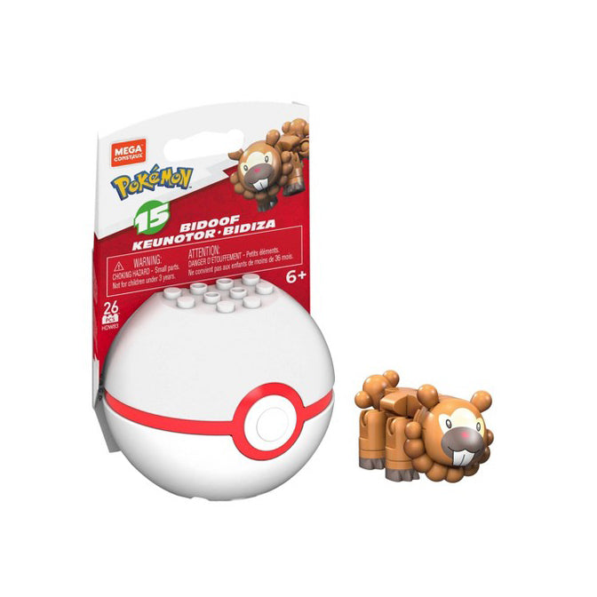 Mega Construx Pokemon Bidoof Poke Ball Building Set - Radar Toys