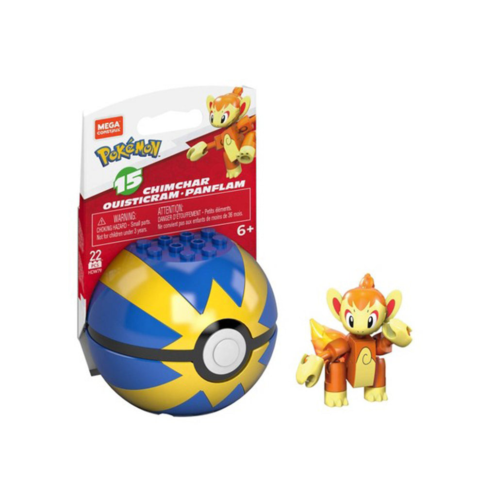 Mega Construx Pokemon Chimchar Poke Ball Building Set - Radar Toys