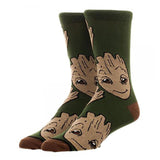 Guardians Of The Galaxy Vol 2 Groot Print One Pair Of Crew Socks - Radar Toys