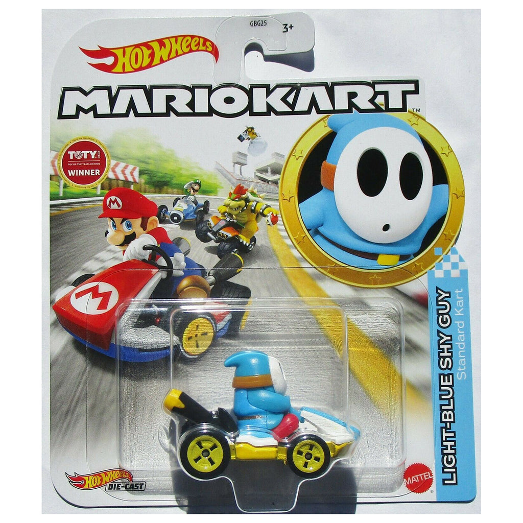 Hot Wheels Mario Kart Light Blue Shy Guy Standard Kart - Radar Toys