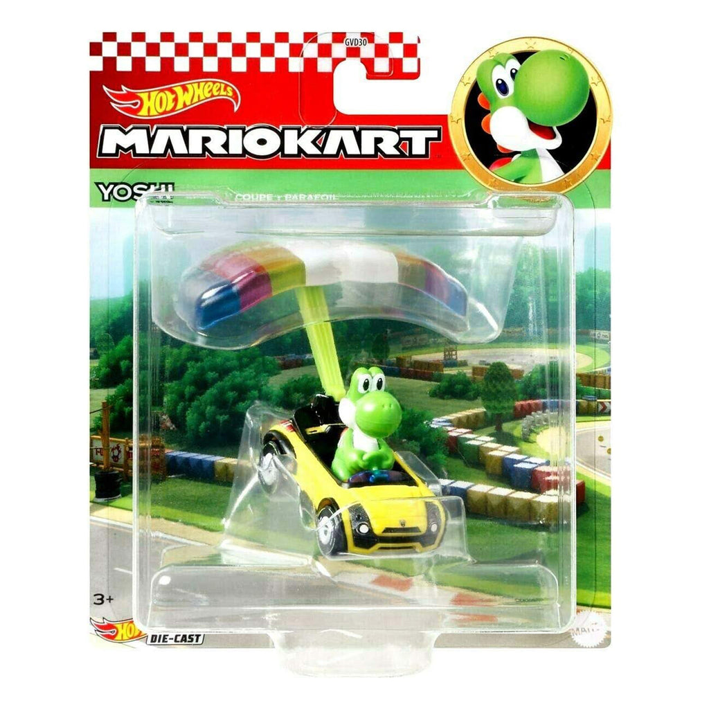 Hot Wheels Mario Kart  Yoshi Sports Coupe Parafoil Car