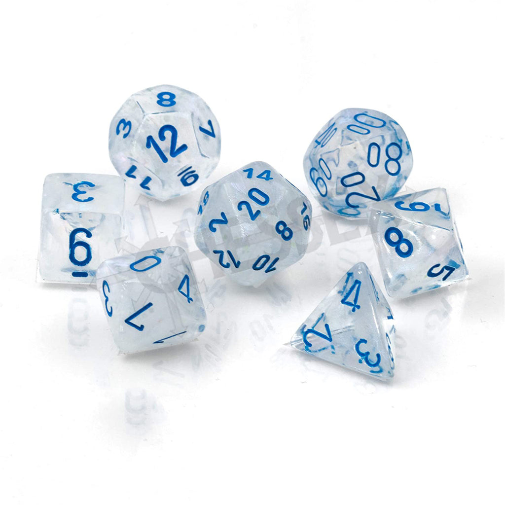 Chessex 7 Set Polyhedral Dice Borealis Icicle Light Blue Luminary CHX27581