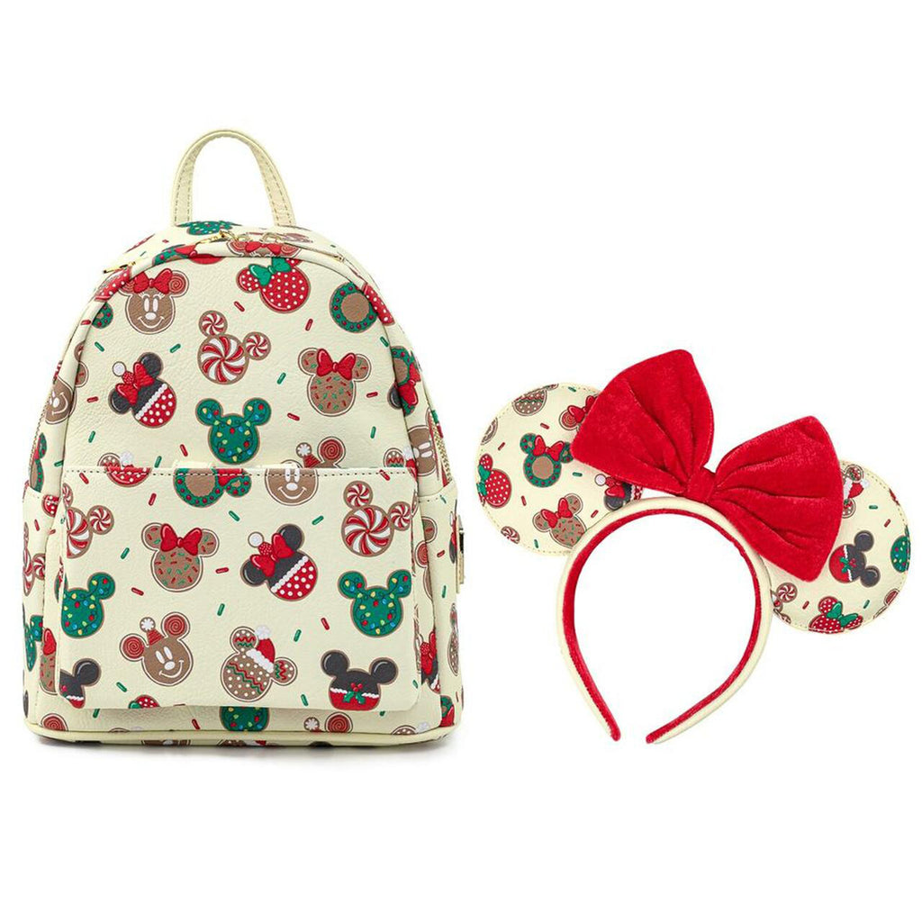 Loungefly Disney Christmas Mickey & Minnie Cookie Backpack With Headband