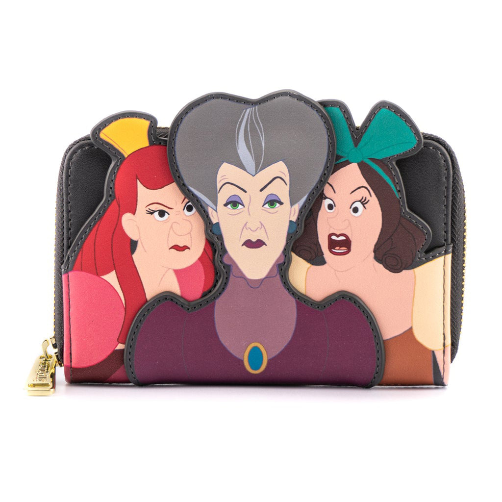 Loungefly Disney Villains Cinderella Scene Evil Stepmother And Step Sisters Zip Around Wallet