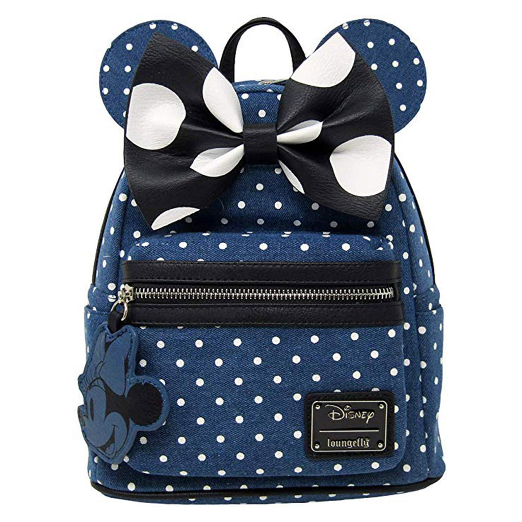 Loungefly Disney Minnie Mouse Denim Polka Dot Mini Backpack