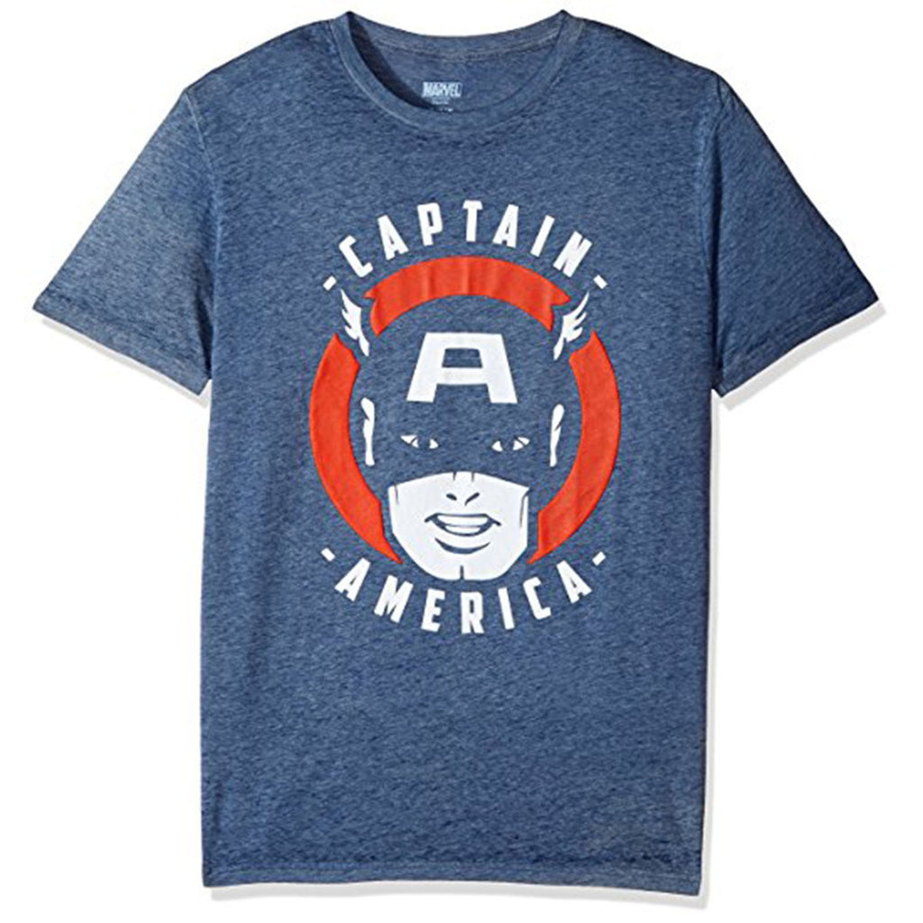 Marvel Captain America Navy Blue Retro Face Men's Tee Shirt