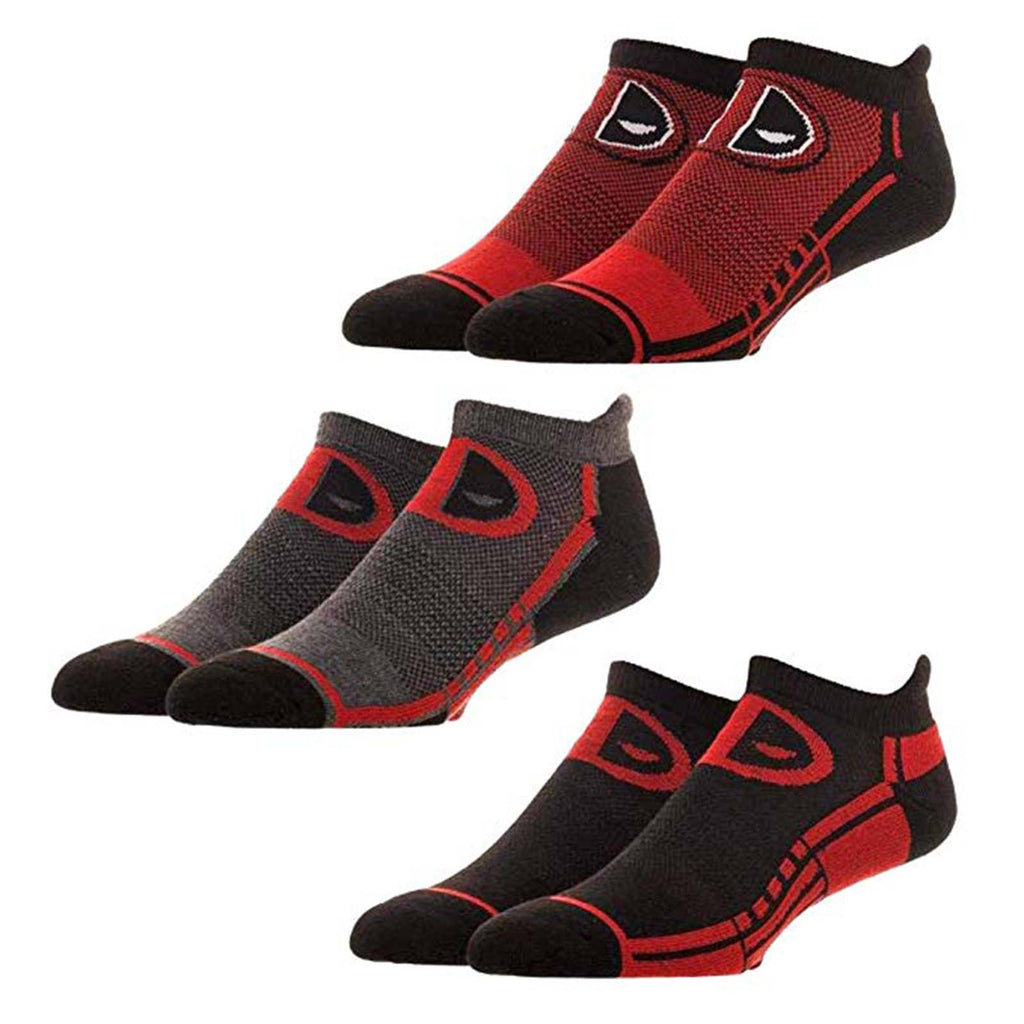 Marvel Deadpool Black Red 3 Pairs Of Athletic Socks