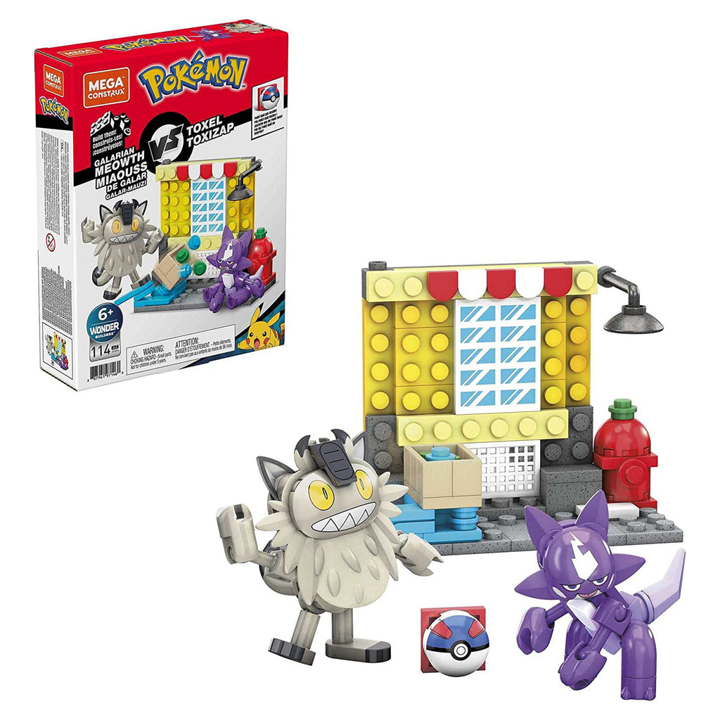 Mega Construx Pokemon Galarian Meowth Vs Toxel Building Set - Radar Toys