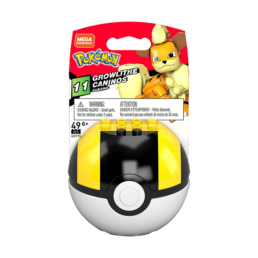 Mega Construx Pokemon Growlithe Caninos Poke Ball Building Set - Radar Toys
