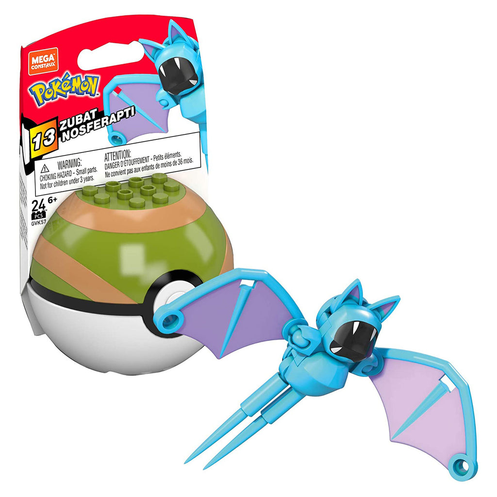 Mega Construx Pokemon Zubat Poke Ball Building Set - Radar Toys