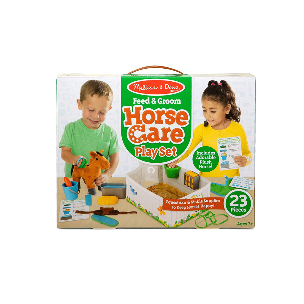 Melissa And Doug Feed And Groom Horse Care Play Set