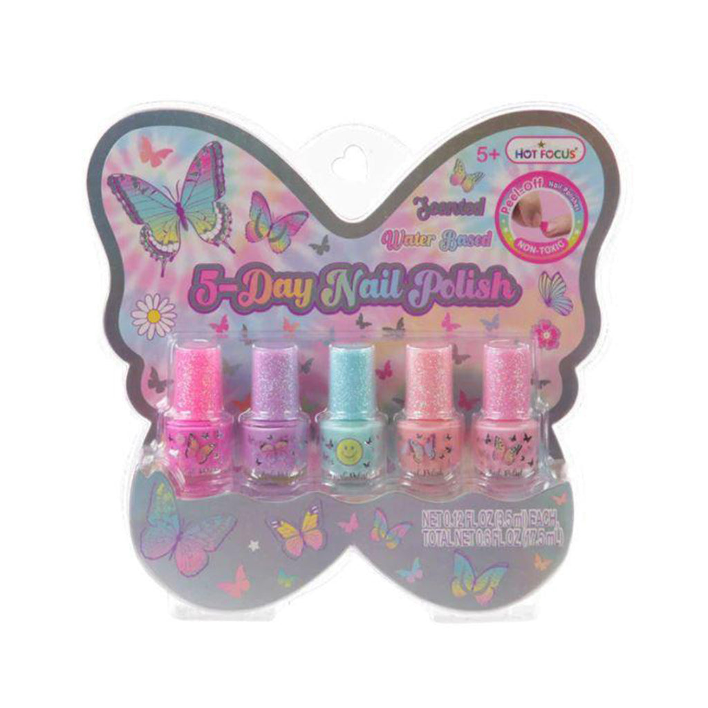 Hot Focus 5 Day Nail Polish Tie Dye Butterfly Set - Radar Toys