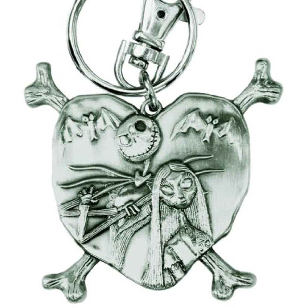 Nightmare Before Christmas Jack and Sally in Heart Pewter Keychain - Radar Toys