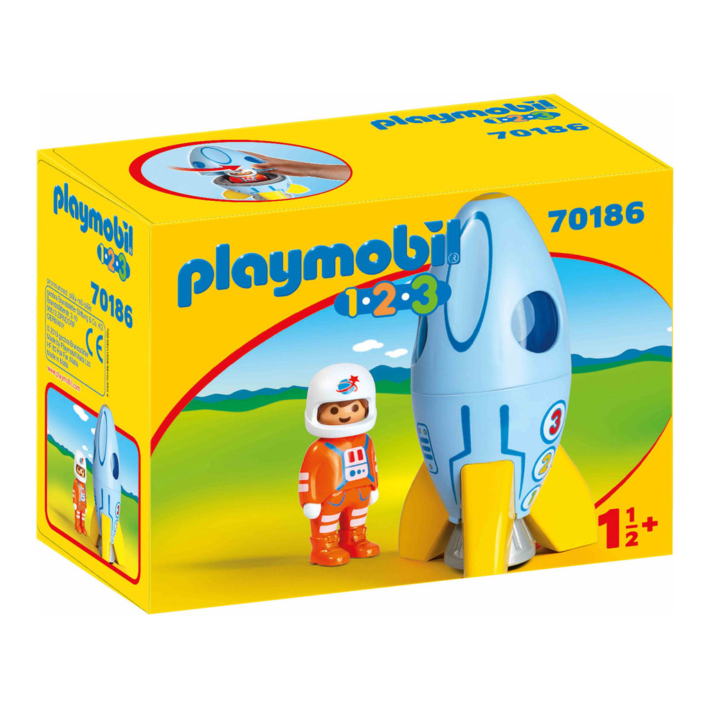 Playmobil 1-2-3 Astronaut With Rocket Building Set 70186 - Radar Toys