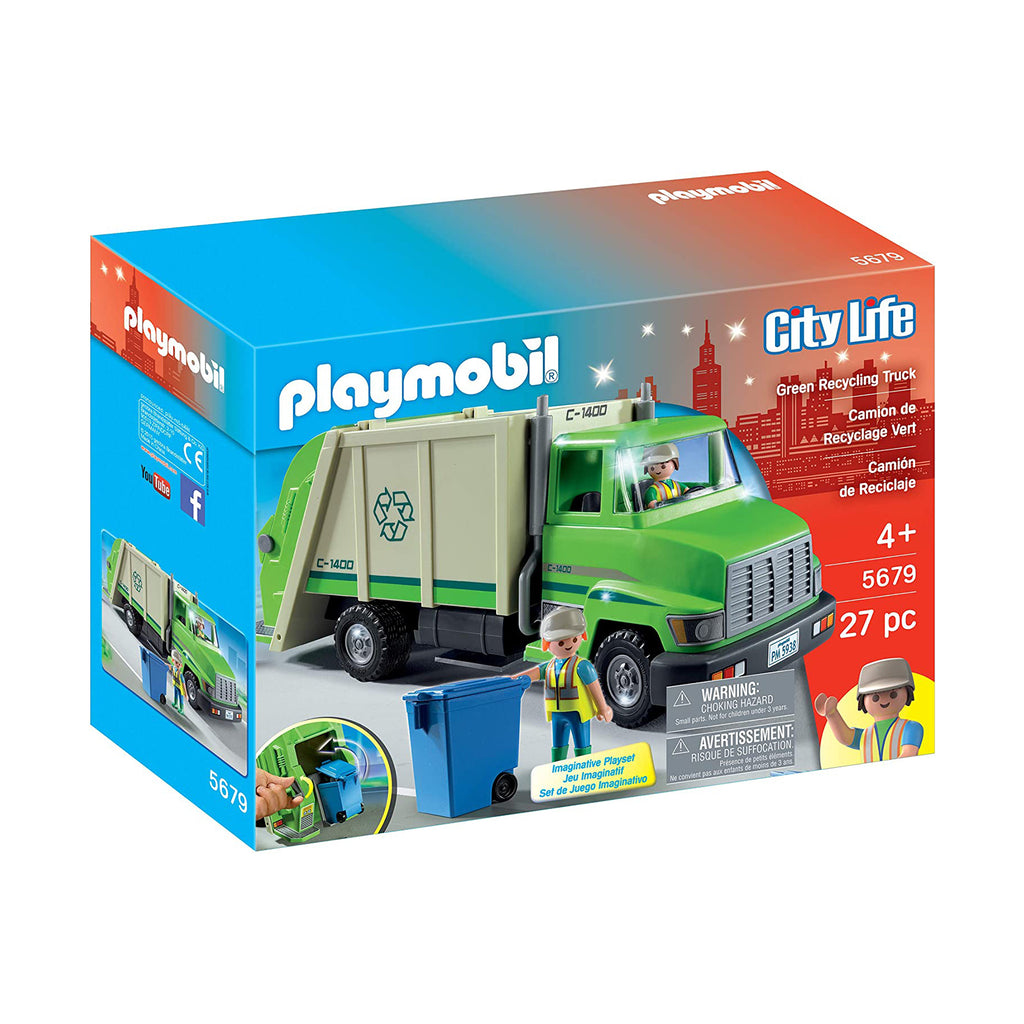 Playmobil City Life Green Recycling Truck Building Set 5679 - Radar Toys