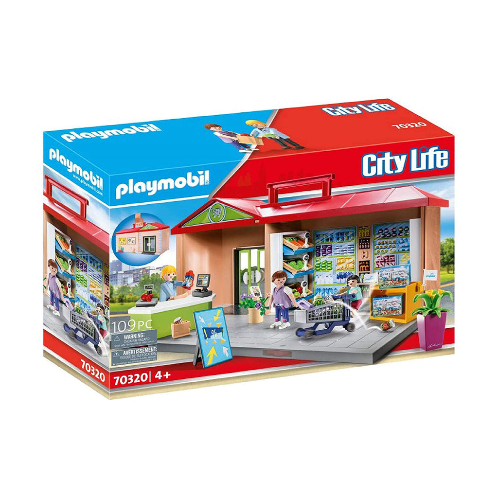 Playmobil City Life Take Along Grocery Store Building Set 70320 - Radar Toys