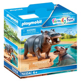 Playmobil Family Fun Hippo With Calf Building Set 70354 - Radar Toys