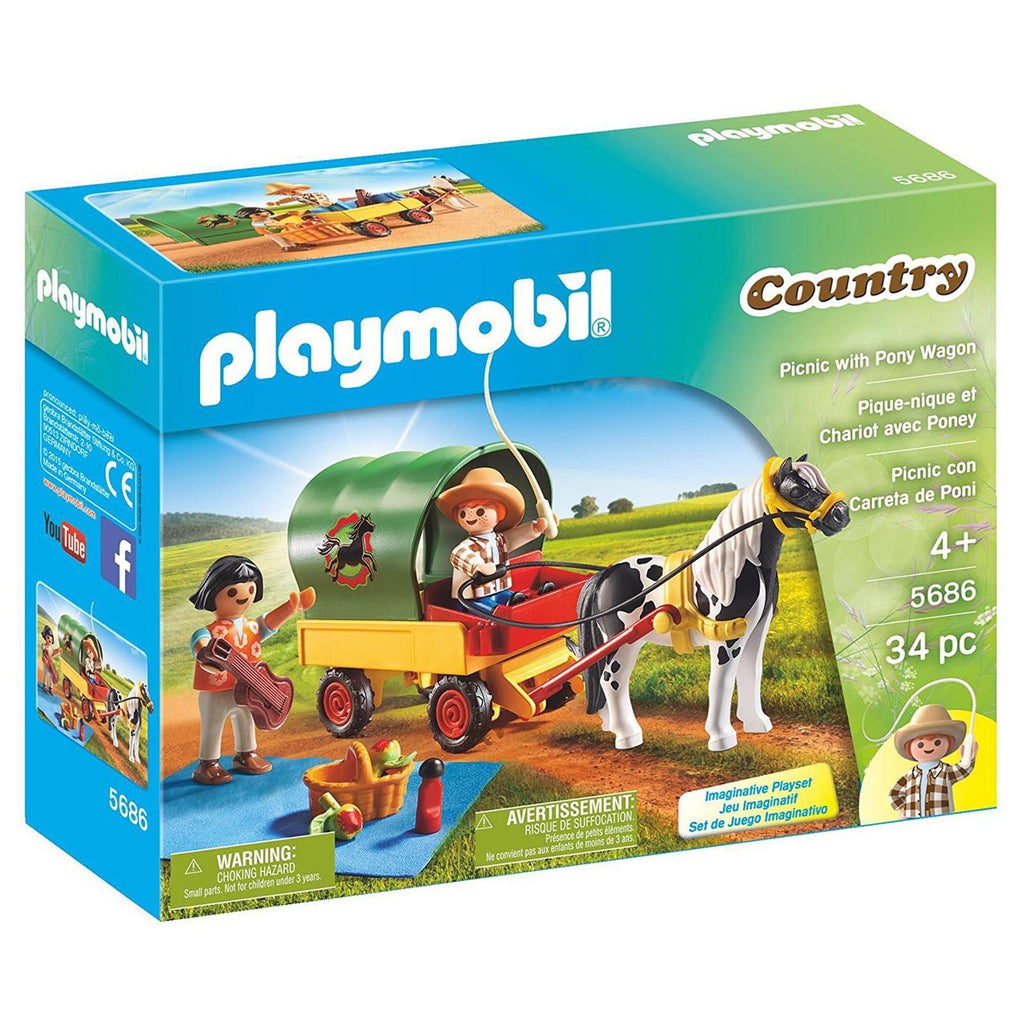 Playmobil Country Picnic With Pony Wagon Building Set 5686