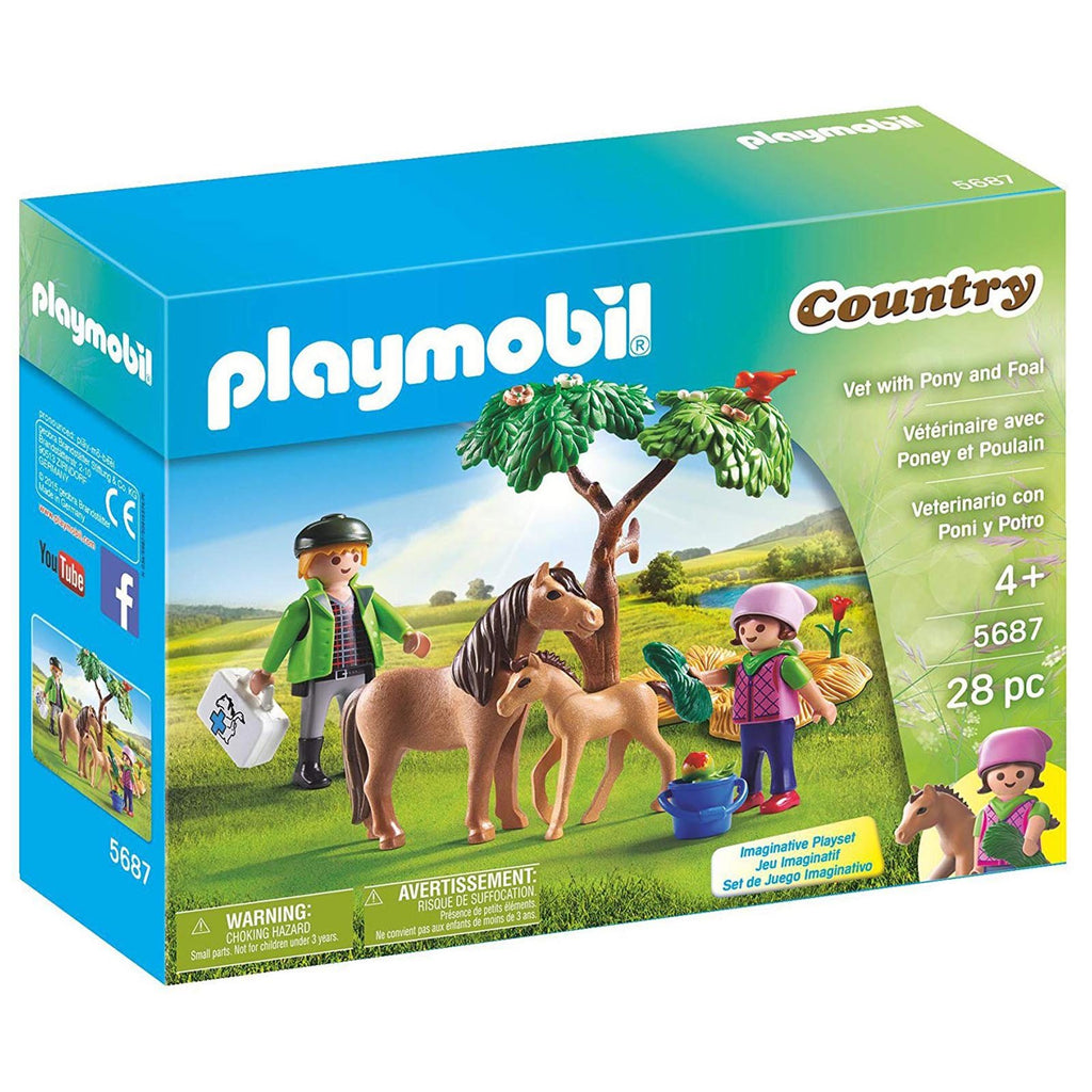 Playmobil Country Vet With Pony And Foal Building Set 5687 - Radar Toys