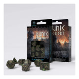 Q-Workshop Runic Bottle Green Gold 7 Piece Dice Set - Radar Toys