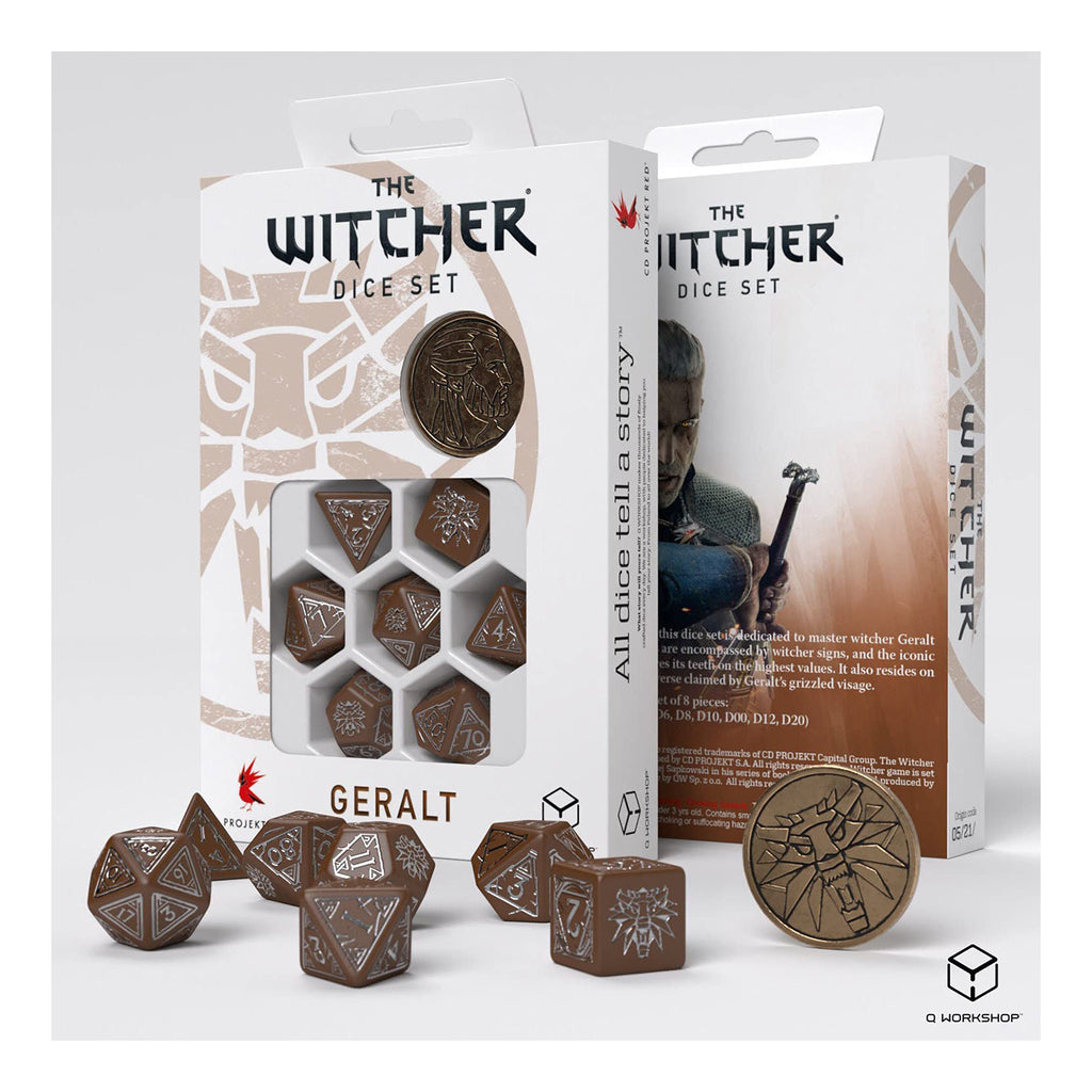 Q-Workshop The Witcher Geralt Roach's Companion 7 Piece Dice Set With Coin - Radar Toys