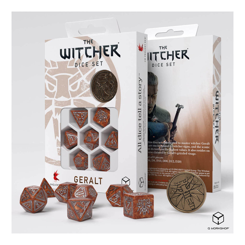 Q-Workshop The Witcher Geralt The Monster Slayer 7 Piece Dice Set With Coin - Radar Toys