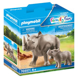Playmobil Family Fun Rhino With Calf Building Set 70357 - Radar Toys