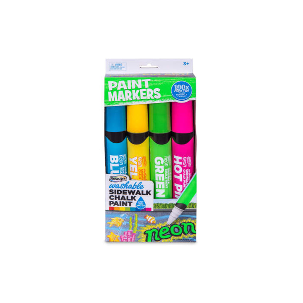 Rose Art Washable Sidewwalk Chalk Paint Neon 4 Count - Radar Toys