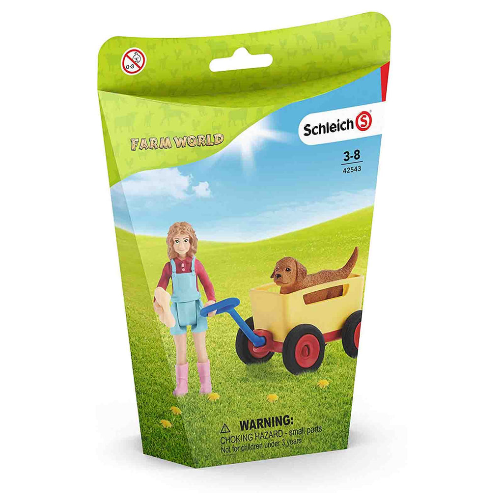 Schleich Farm World Puppy Wagon Ride Animal Figure 42543