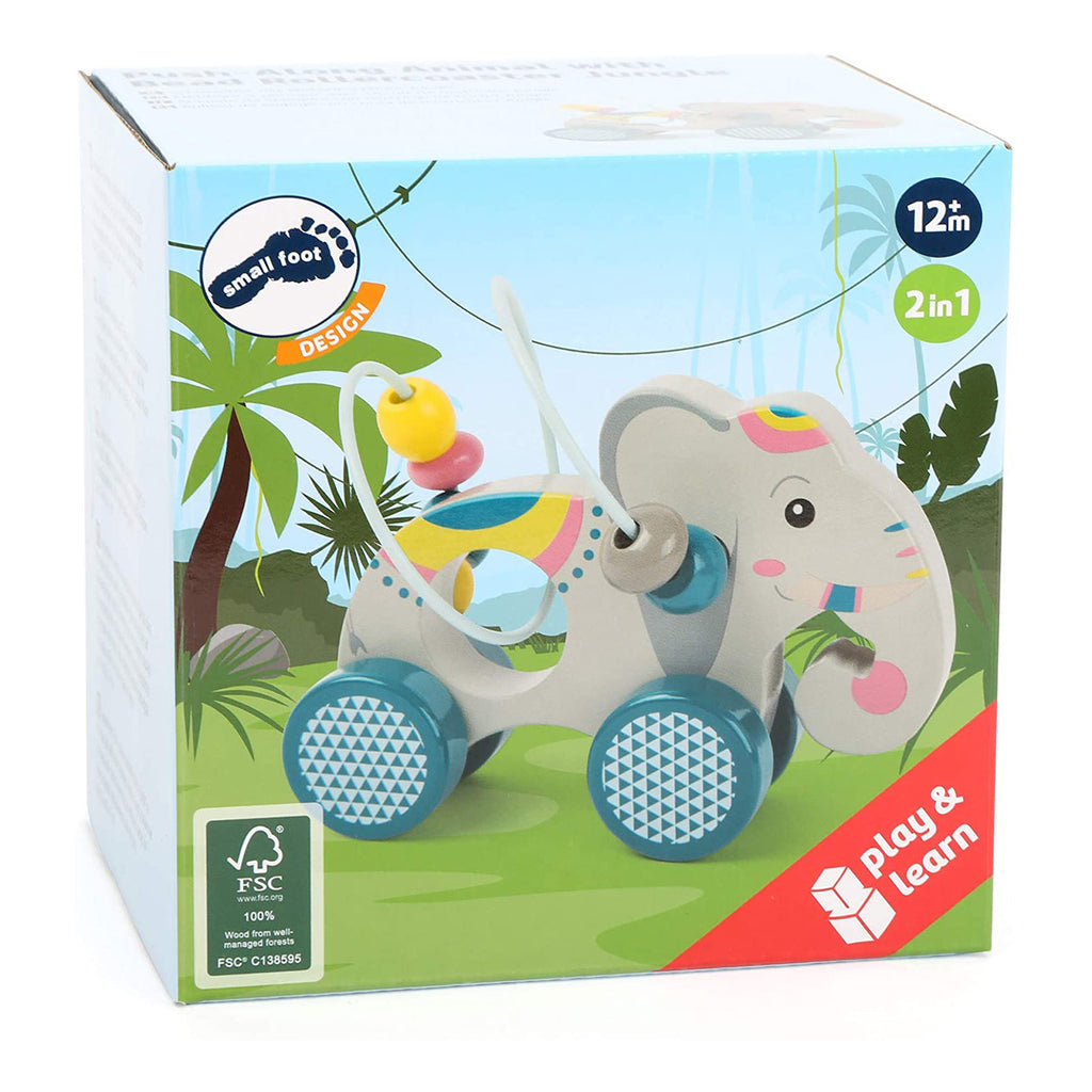 Small Foot Push Along Animal With Beads Jungle Set - Radar Toys