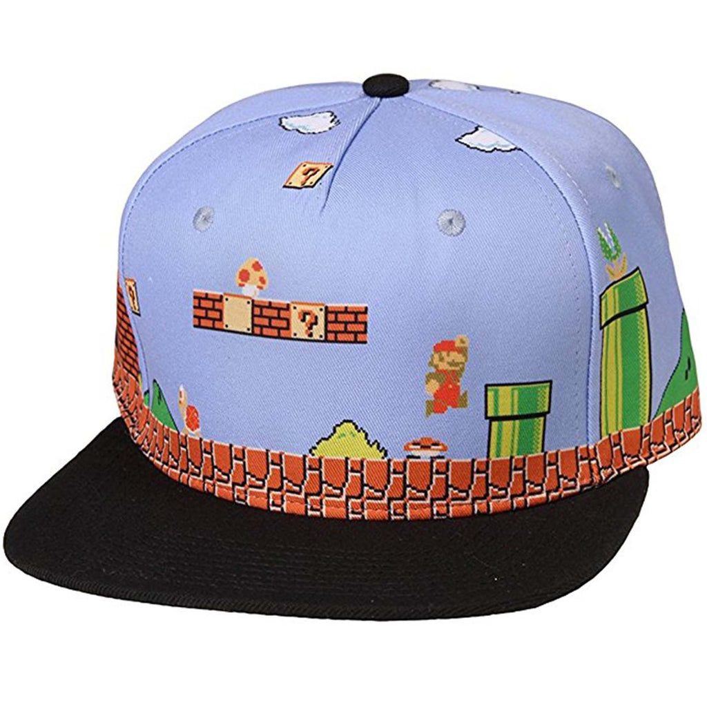 Super Mario Brothers 8 Bit Landscape Snapback Hat