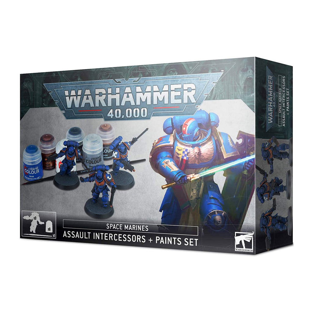 Warhammer 40,000 Space Marines Assault Intercessors And Paints Set - Radar Toys