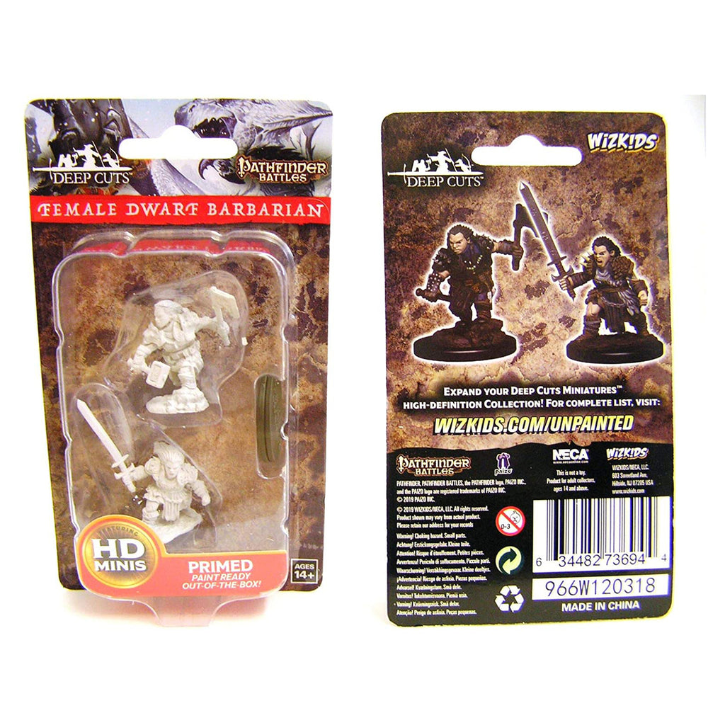 Wizkids Pathfinder Battles Deep Cuts Unpainted Female Dwarf Barbarian Figure Set