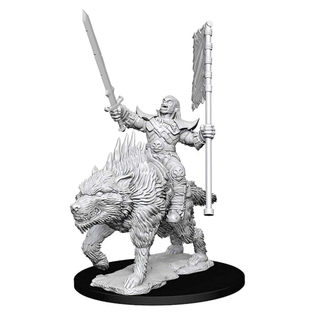 Wizkids Pathfinder Battles Deep Cuts Unpainted Orc On Dire Wolf Figure Set