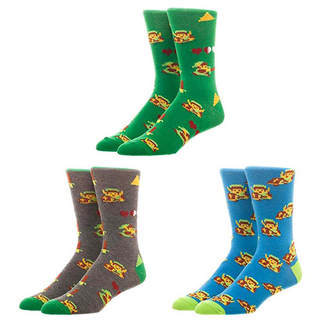 Zelda Link 8 Bit 3 Pairs Of Crew Socks