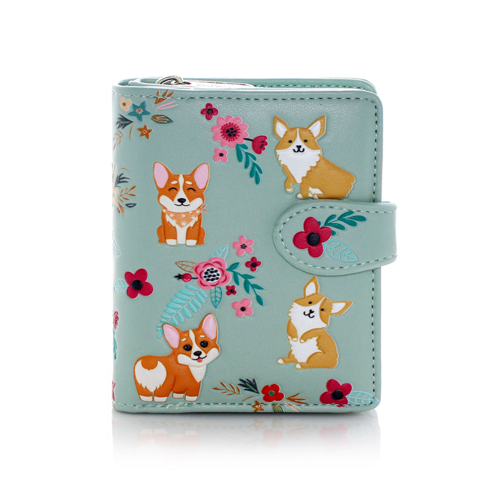 Shagwear Corgi Pattern Small Aqua Coin Purse Wallet - Radar Toys