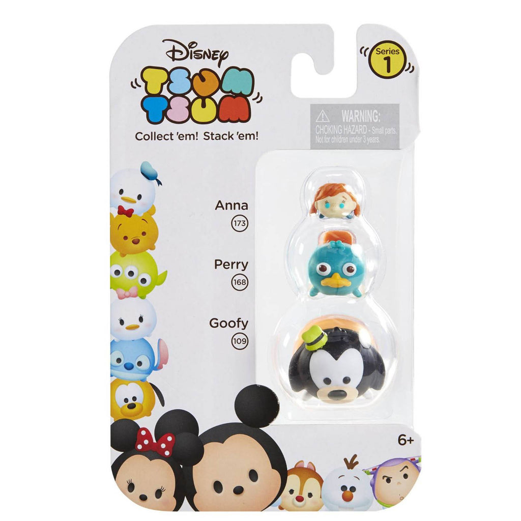 Disney Tsum Tsum Series 1 Anna Perry Goofy Figures 3 Pack - Radar Toys