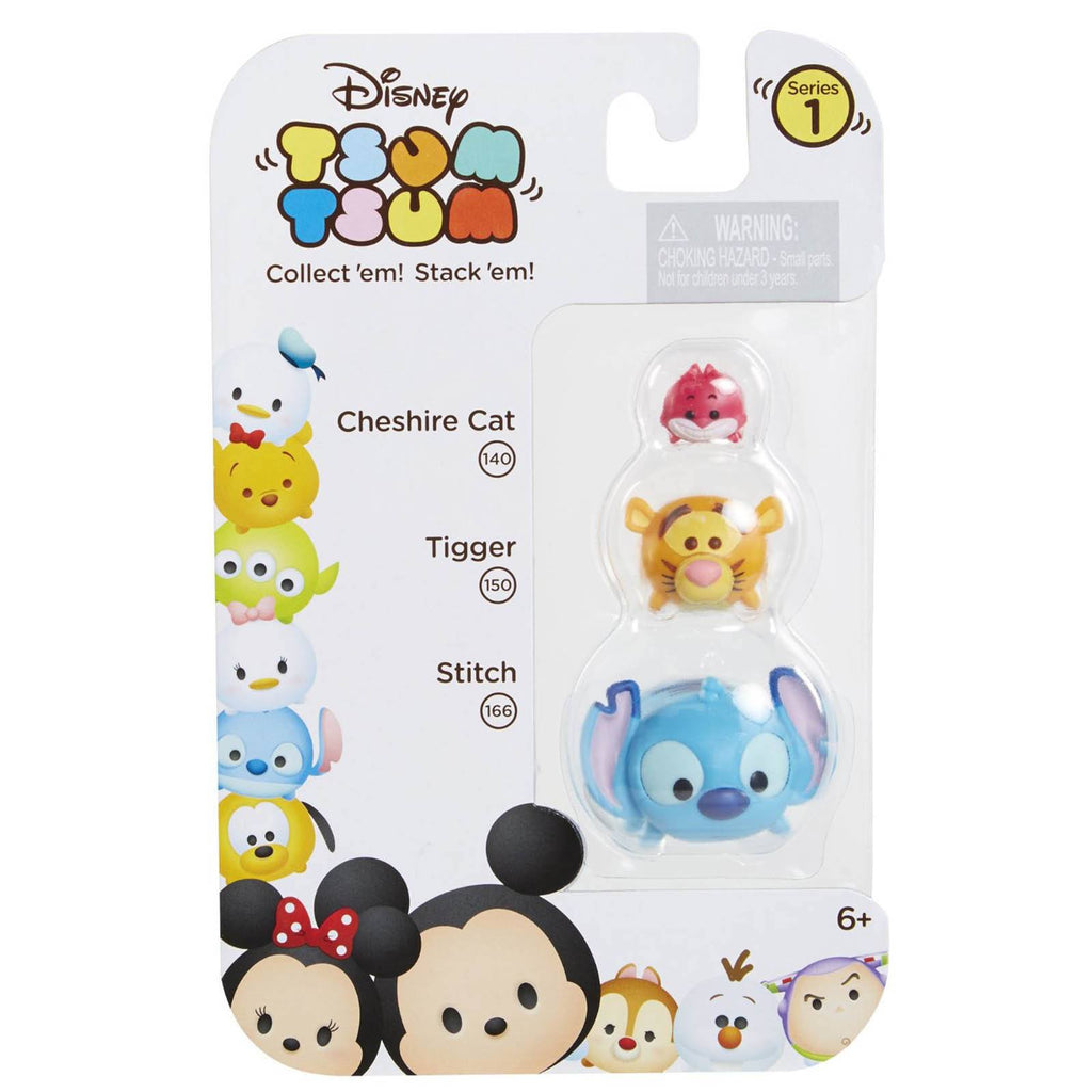 Disney Tsum Tsum Series 1 Cheshire Cat Tigger Stitch Figures 3 Pack - Radar Toys