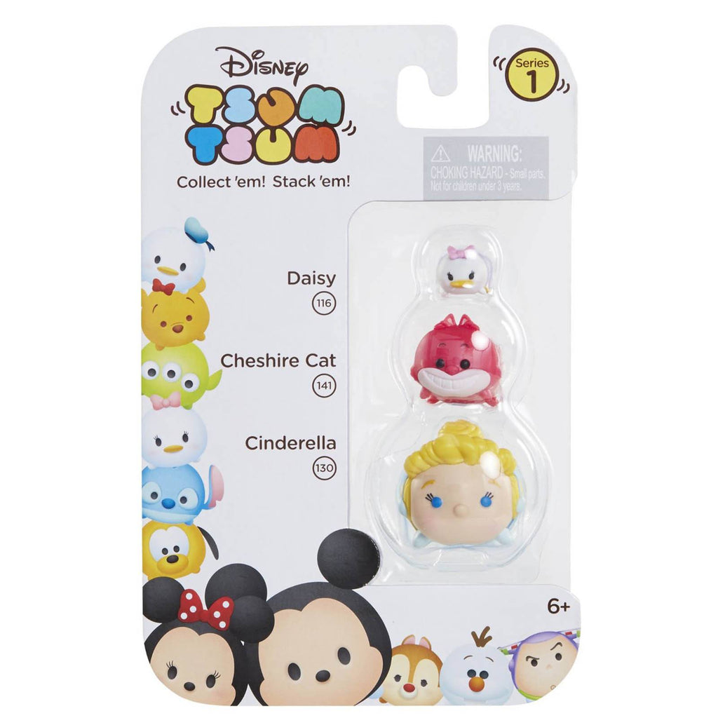 Disney Tsum Tsum Series 1 Daisy Cheshire Cat Cinderella Figures 3 Pack - Radar Toys