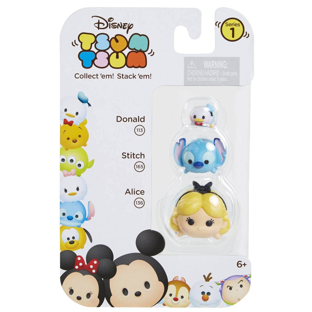 Disney Tsum Tsum Series 1 Donald Stitch Alice Figures 3 Pack - Radar Toys