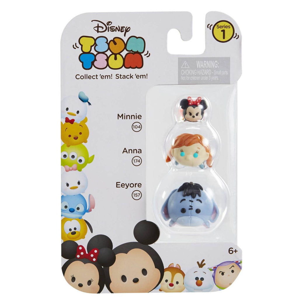 Disney Tsum Tsum Series 1 Eeyore Anna Minnie Figures 3 Pack - Radar Toys