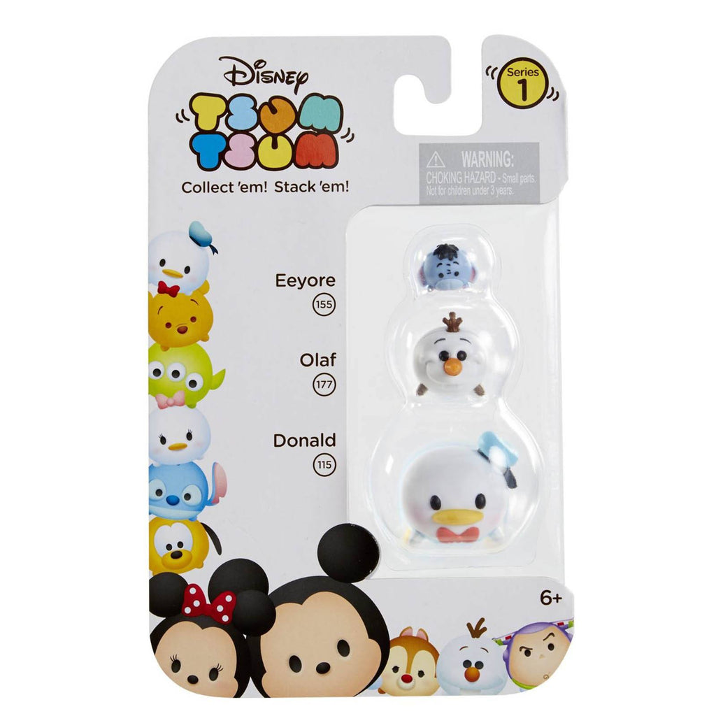 Disney Tsum Tsum Series 1 Eeyore Olaf Donald Figures 3 Pack - Radar Toys