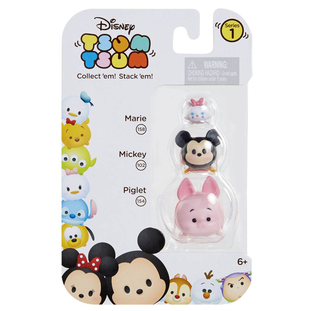 Disney Tsum Tsum Series 1 Marie Mickey Piglet Figures 3 Pack - Radar Toys